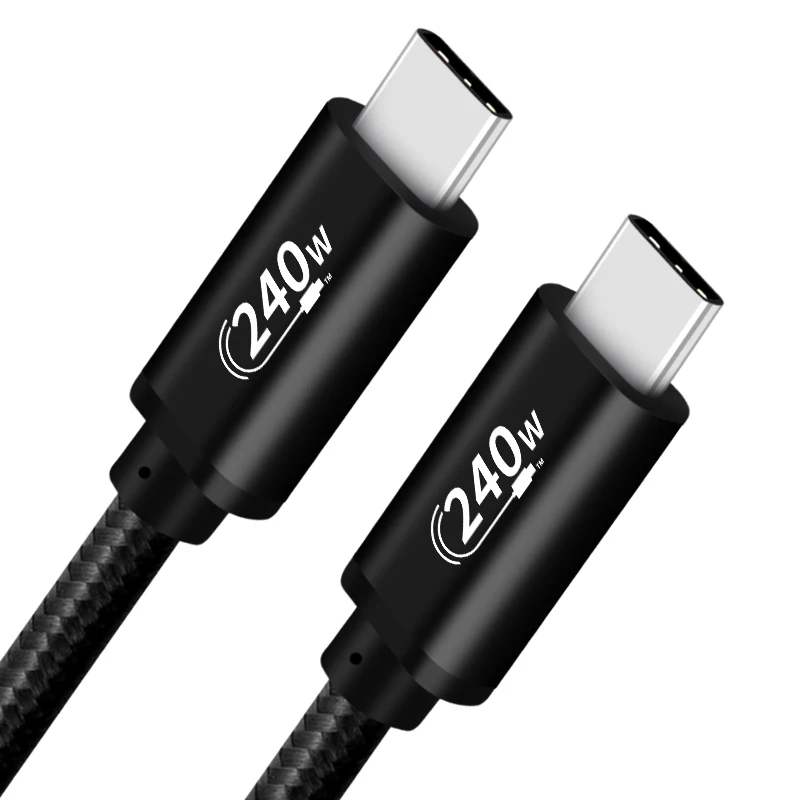 ISO9001-Factory-Certified-PD-3.1-240W-5A-480Mbps-Nylon-Type-C-to-Type-C-Data-Cables-for-Mobile-Phones-Computers-Fast-Charging
