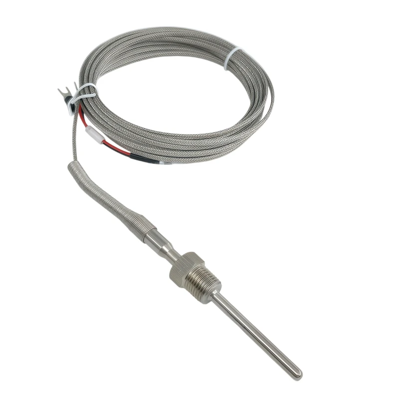 K-Type-Fixed-Thread-Temperature-Sensor-5x50mm-Probe-4m-Stainless-Steel-Braided-Wire-0-400C-Class-I-Precision-Thermocouple-OEM