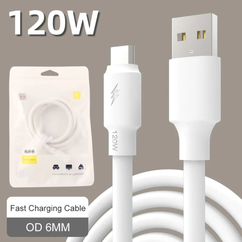 KIKI-SHOOT-Custom-Logo-120W-6A-TPE-Fast-Charging-Data-Cable-Pure-Copper-Conductor-Thick-USB-Type-C-Micro-USB-iOS