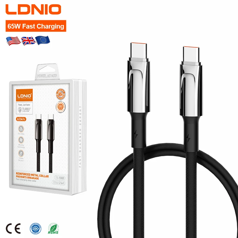 LC341C-65W-Fast-Charging-PD-QC-USB-Type-C-to-Type-C-Charger-Cable-for-Smart-Mobile-Phone