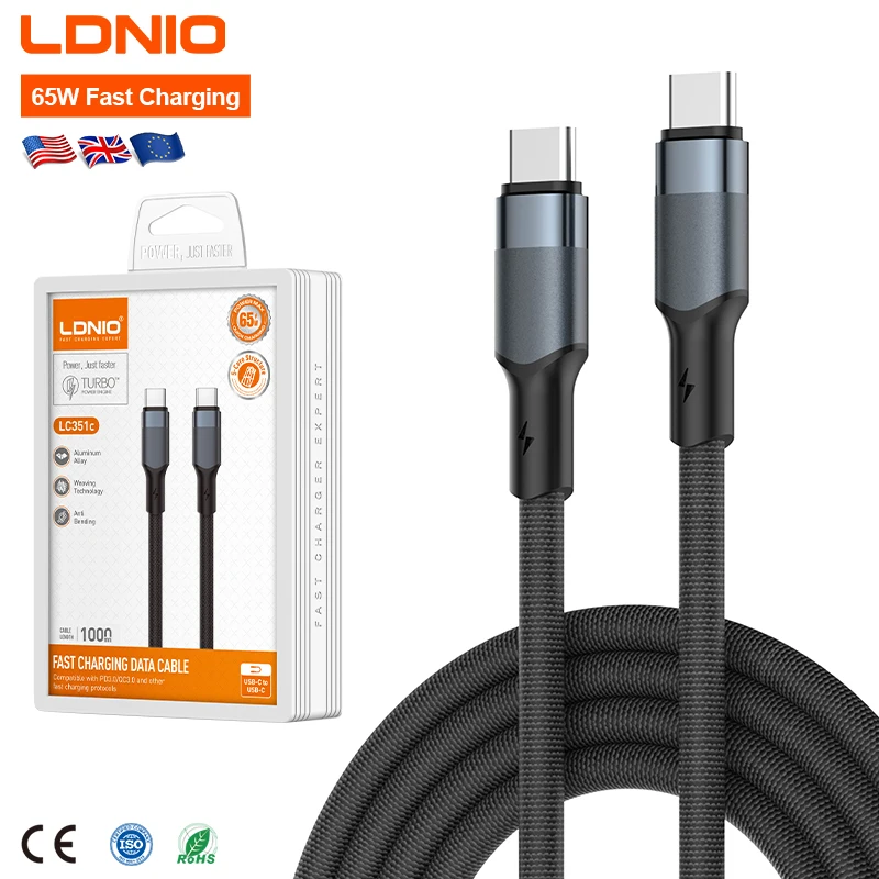 LDNIO-LC351C-OEM-1m-65W-Power-USB-C-Data-Cable-Support-PD-and-QC-Fast-Charging-Type-C-to-Type-C-Cable-for-Phone