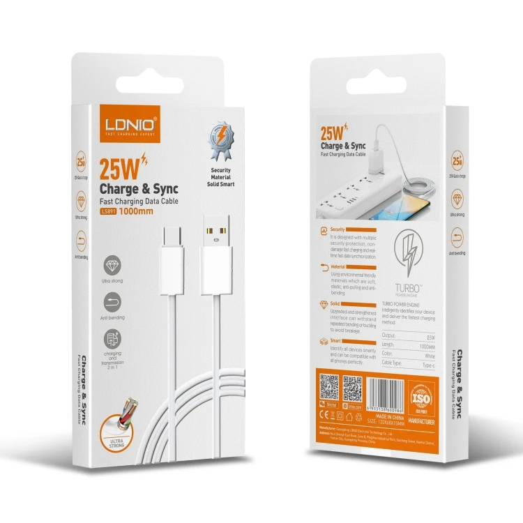 LDNIO-LS891-Smartphone-Accessories-1M-25W-Data-Cable-Line-Set-USB-2.0-Micro-USB-a-Type-C-PD-Fast-Charging-Data-Type-C-Cable-Wire