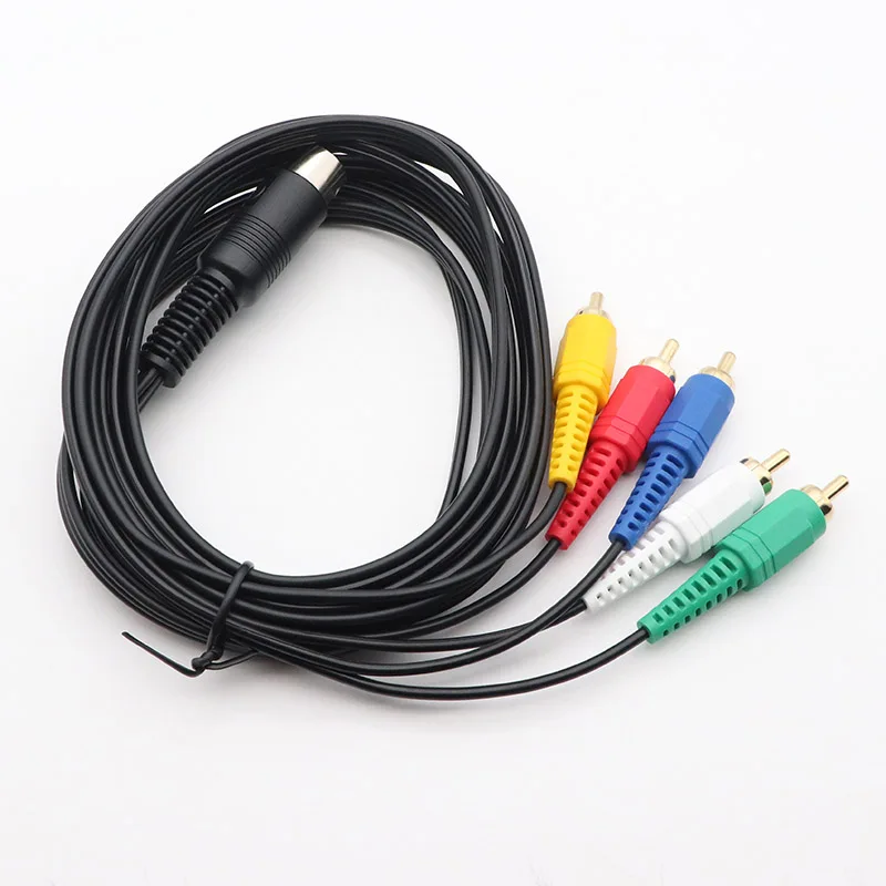 Large-DIN-8PIN-Male-Connector-to-5-RCA-Male-Connectors-L1500mm-Black-Audio-Video-Cable