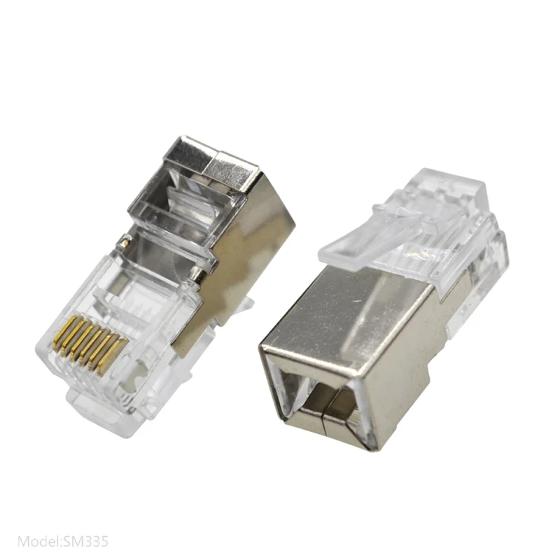 Long-Body-Telephone-Connectors-Shielded-RJ12-Plug-6P6C-Male-Copper-Gold-Plating-For-Wire-Connections
