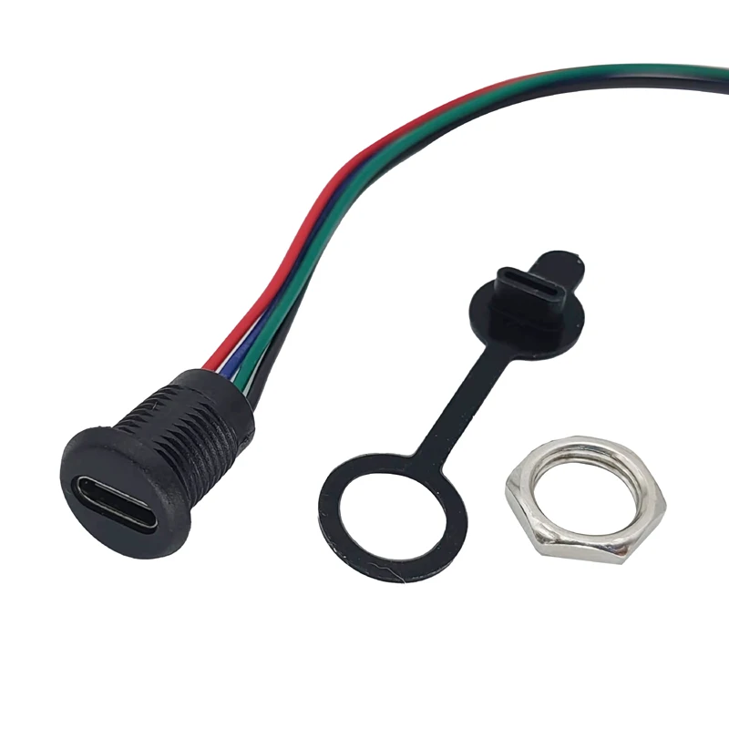 M11-Bulkhead-USB-Type-C-Connector-Thread-Panel-Mount-USB-C-Jack-Charging-Cable
