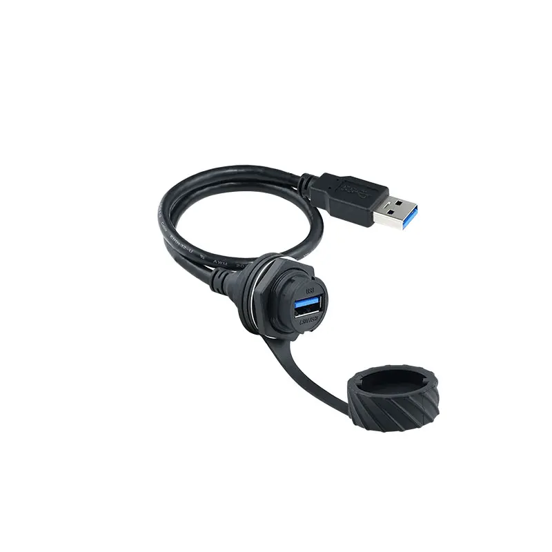 M20-Copper-Waterproof-USB-3.0-Female-Connectors-with-Cables-High-Current-Nylon-PA66-Housing-for-PC-and-Automotive-Applications