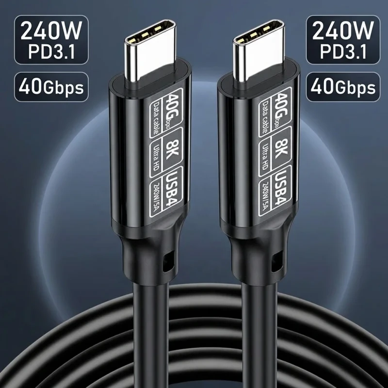 Manufacturer-Custom-USB4-Cable-240W-PD3.1-5A-Fast-Charging-40Gbps-Thunderbolt-4-3-Compatible-8K-Video-Type-C-to-C-for-Android