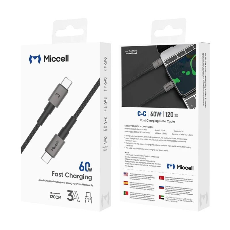 Miccell-PD-60W-3A-Fast-Charging-Phone-Charging-Date-Cable-Type-C-to-Type-C-USB-Cable-for-Iphone-xiaomi-huawei