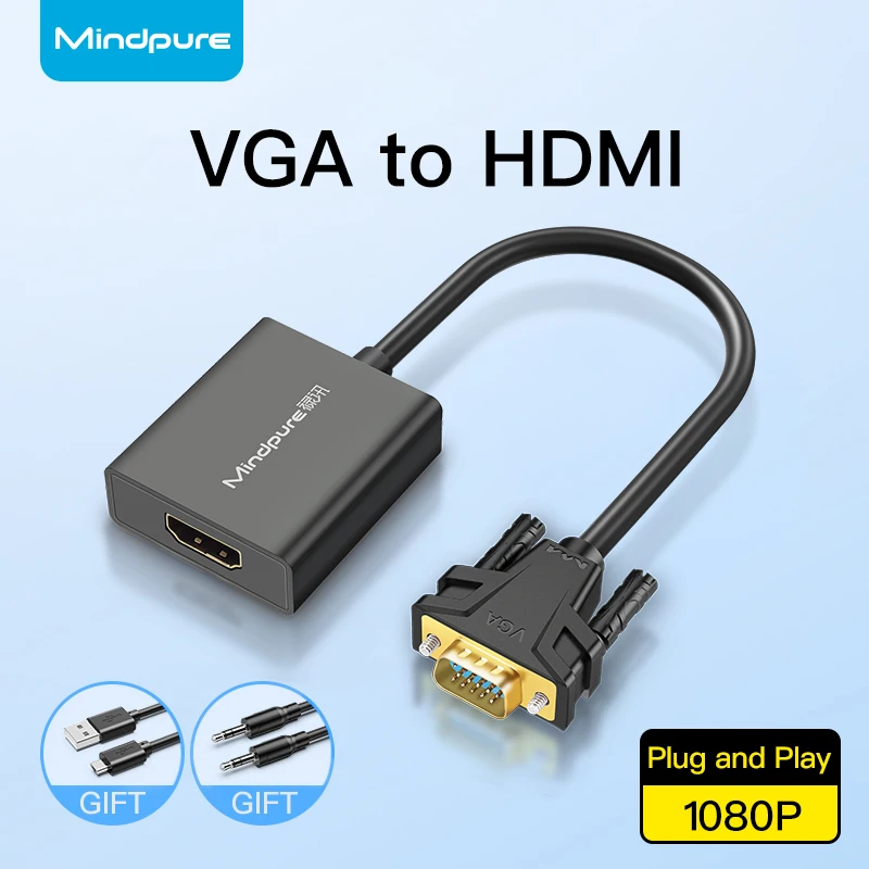 Mindpure-VGA-to-HDMI-Converter-Adapter-1080P-60Hz-Macro-Silicon-MS9288A-Chip-with-3.5mm-Audio-Micro-USB-Power-for-Laptop-PC-TV