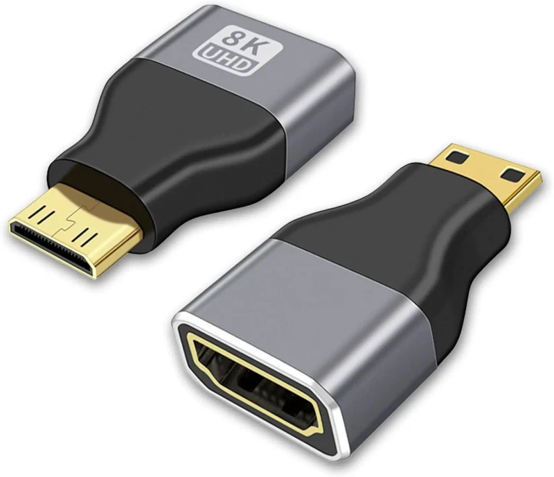 Mini-HDTV-to-HDTV-Standard-Video-Adapter-8K-60Hz-UHD-Connector-Gold-Plated-High-Speed-Adapter-for-Camera-Monitor-Projector