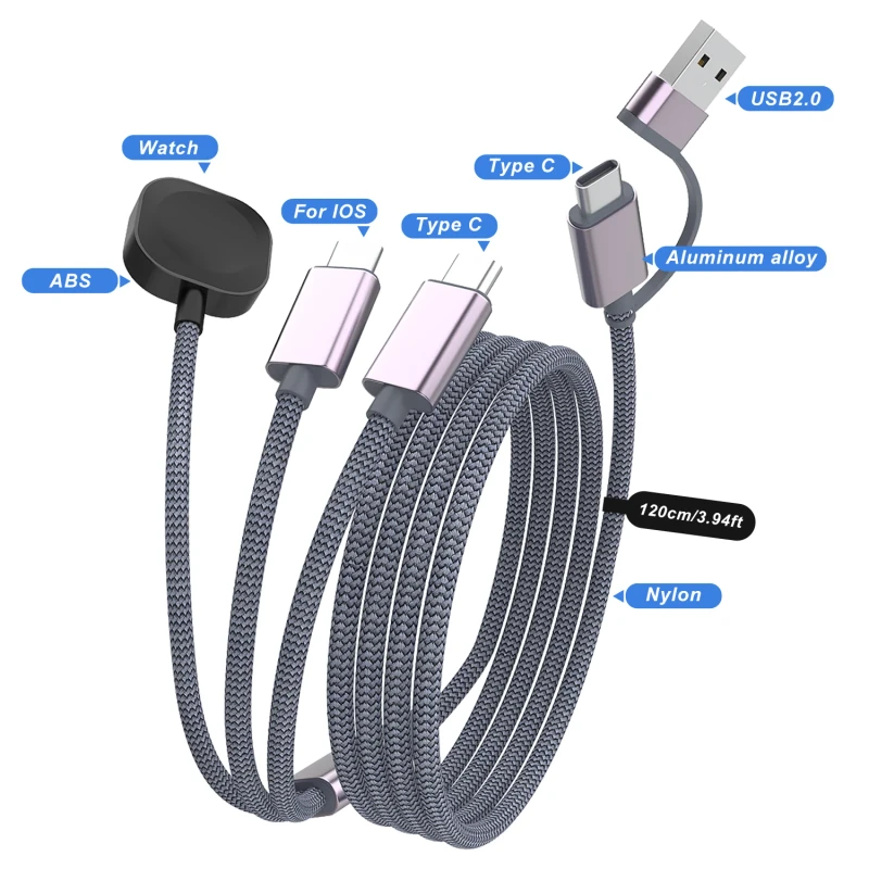 Mini-Keychain-Data-Cable-Nylon-Braided-Five-in-one-Charging-Cable-Portable-Hook-Design-Compatible-with-Multiple-Devices