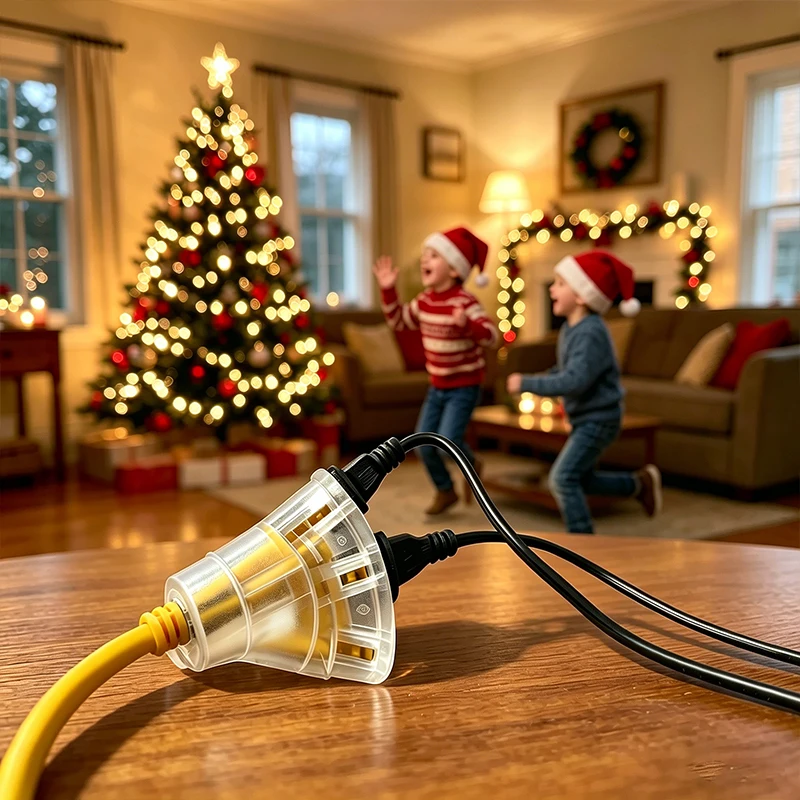 Multi-Outlet-NEMA-Outdoor-Extension-Cord-30.48m-14-Gauge-Heavy-Duty-PC-Material-IP65-Auto-Locking-System-Power-Cable