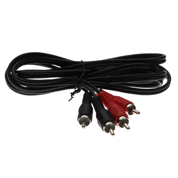 Nickel-Plated-2RCA-Plug-to-2RCA-Plug-Audio-Video-Cable