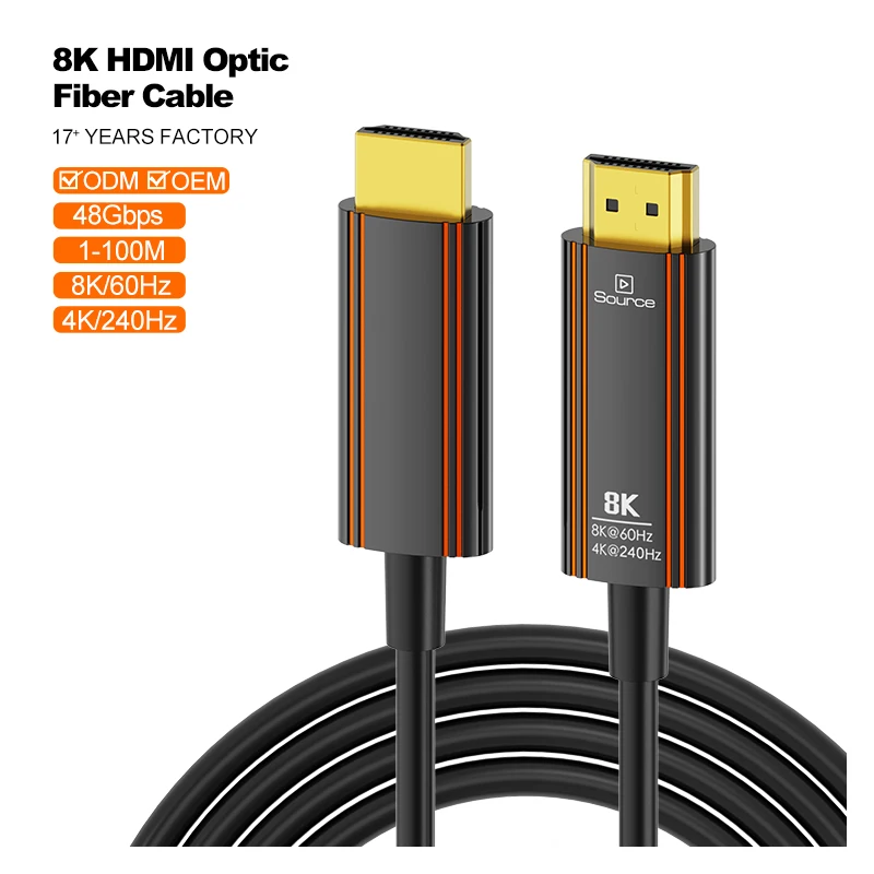ODM-OEM-8K-HDMI-Fiber-Optic-Cable-2.1-48Gbps-8K60Hz-4K120Hz-EARC-HDR10-for-Home-Theater-Gaming-PS5-Xbox-Projector-Ultra-HD-Video