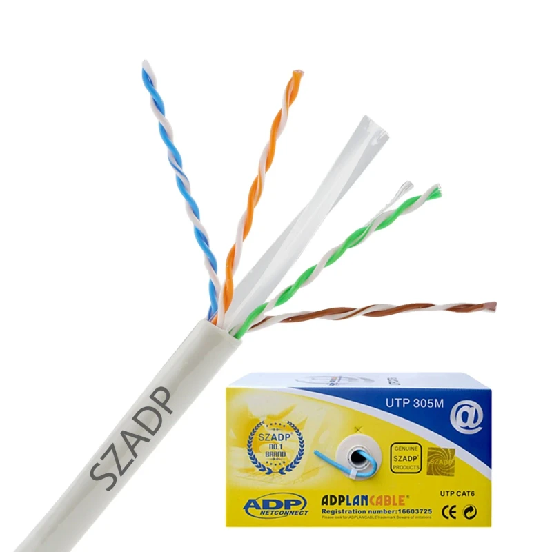 OEM-305m-Indoor-Outdoor-Cat6-UTP-Ethernet-Cable-Bare-Solid-Copper-CCA-Cu-23awg-0.56mm-PVC-Jacket-Customizable