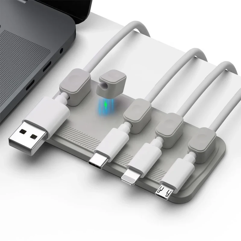 OEM-Bracket-Data-Cable-Organizer-Self-Adhesive-Desktop-Magnetic-Silicone-Cable-Organizer-with-Traceless-Design-for-Data-Cables
