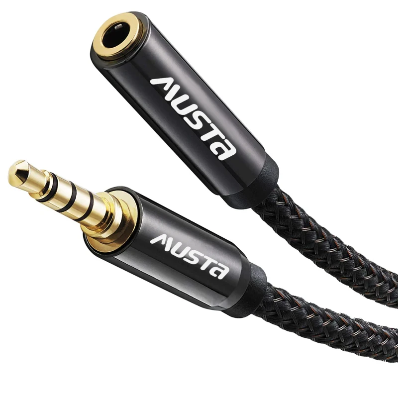 OEM-Custom-3.5mm-PVC-Braided-4K-Audio-Video-Cable-24K-Gold-Plated-Stereo-Audio-Plug-Male-to-Female-for-Car-and-Computer