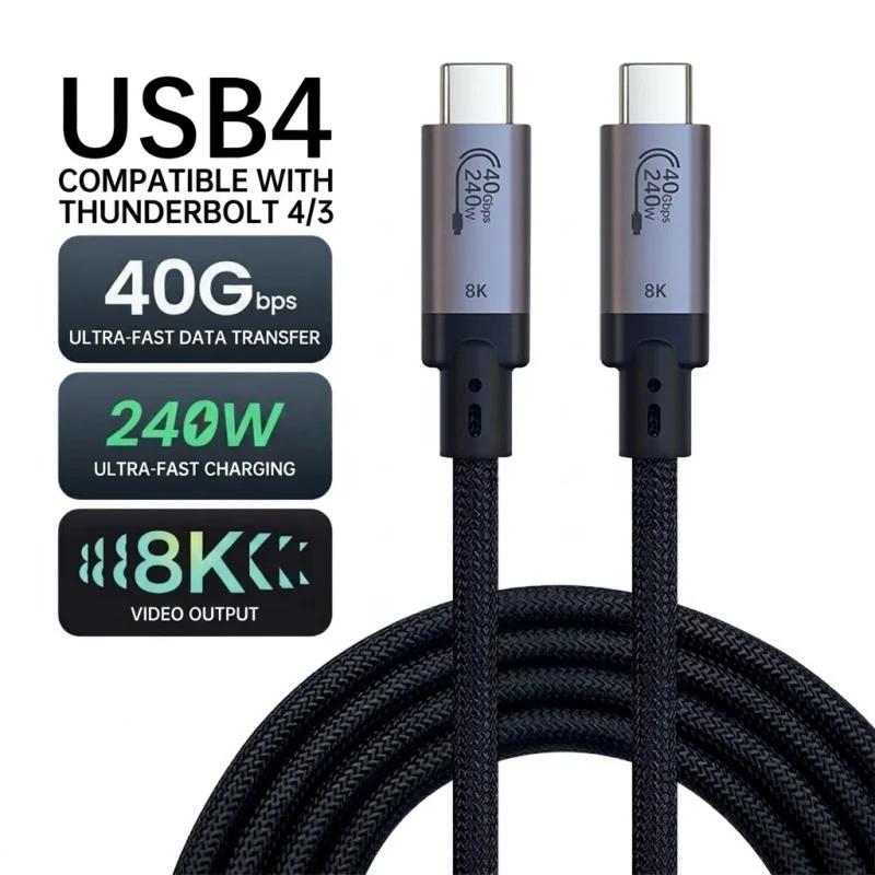PD-240W-Thunderbolt-4-Cable-40Gbps-USB4-C-to-C-Nylon-Braided-5A-Fast-Charging-1m-1.5m-2m-12-Months-Warranty