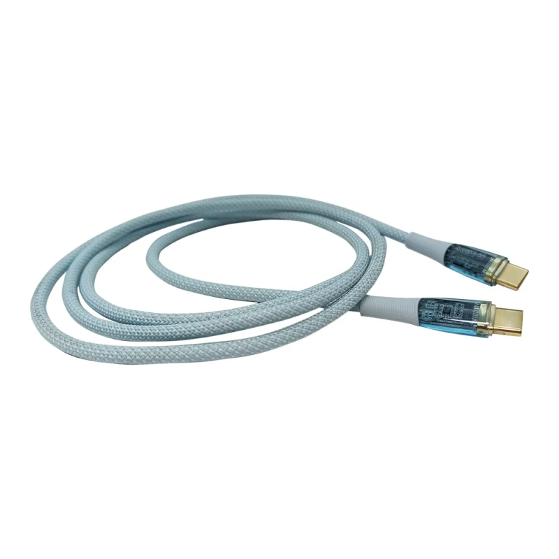 PD100W-Fast-Type-C-Charging-Cable-USB-3.1-5A-Flash-Charing-60W-Transparent-Connector-Nylon-Braided-Data-Charging-Cables-for-Sale