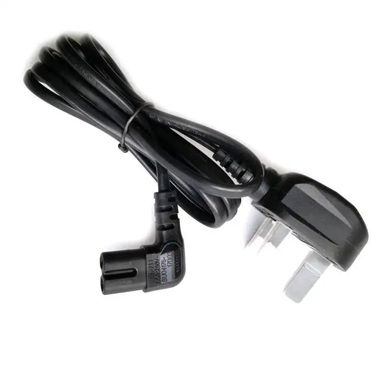 Power-Cord-UK-Type-Right-Angled-to-IEC-C7-Power-Lead-Cable-Figure-8-AC-PVC-Black-250V-3M-Power-Extension-Cord