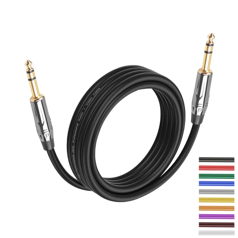Professional-Electric-Guitar-Cable-Jack-1-4-Inch-TRS-Instrument-Patch-Cable-Stereo-6.35mm-Audio-Jack-to-Jack-Cable