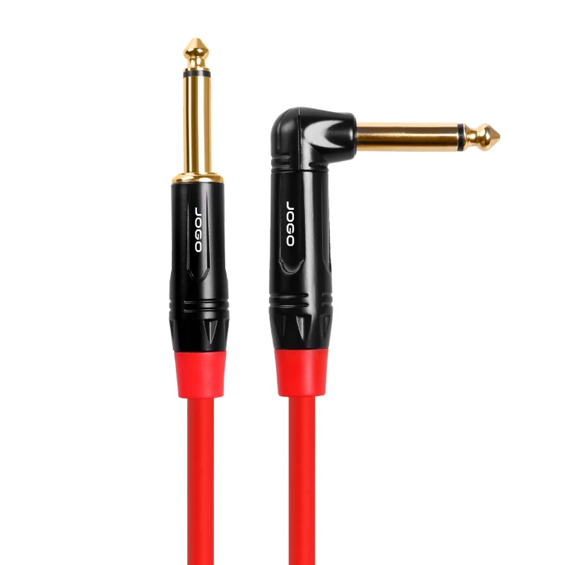 Professional-Instrument-Cable-Guitar-for-Speaker-Bass-Keyboard-6.3mm-Straight-to-Right-Angle-AWG24-Conductor