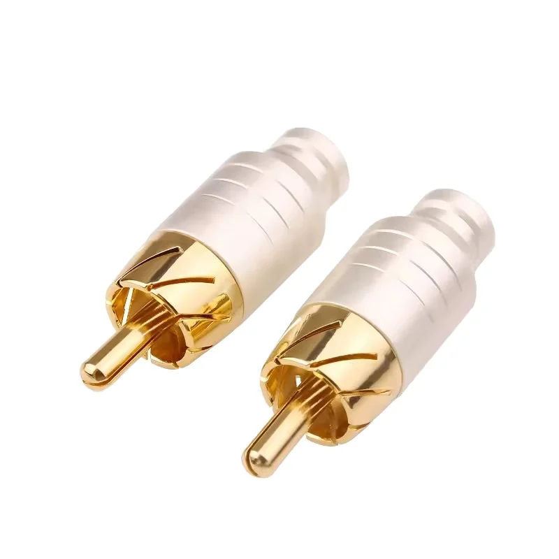 RCA-Male-Plug-Connector-Jack-Gold-Plated-OEM-DIY-HIFI-HI-END-Audio-Video-AC-Cable-4mm