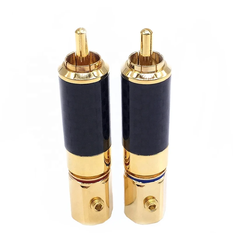 RCA-Plug-Audio-Hi-end-DIY-OEM-ODM-Amplifier-Speaker-Carbon-Fiber-Gold-Plated-Brass-11mm-Male-Audio-RCA-Jack-Connector