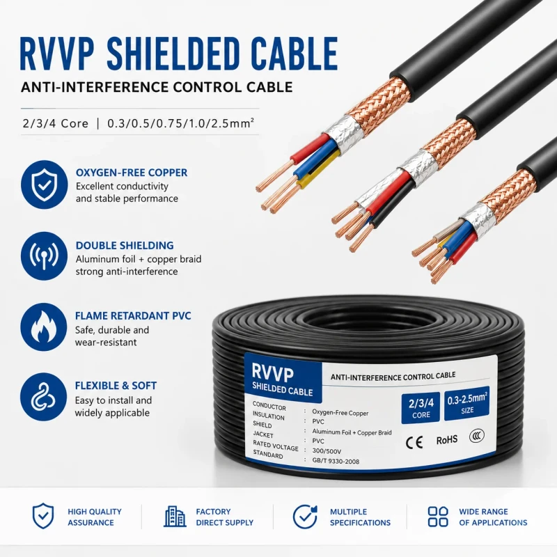 RVVP-Shielded-Control-Cable-Anti-interference-Copper-Conductor-Signal-Wire-2-3-4-Core-0.3-0.5-0.75-1.0-2.5mm2