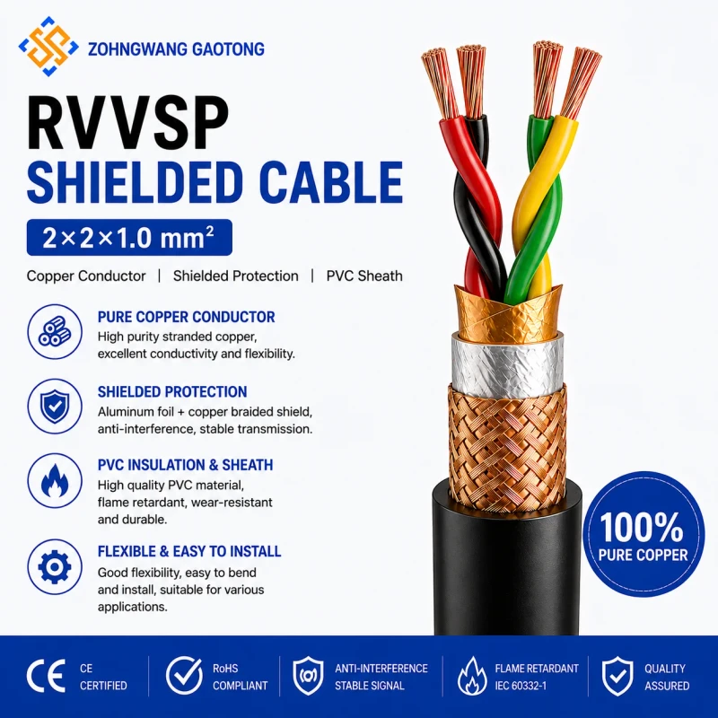 RVVSP-Oxygen-Free-Copper-PVC-Stranded-Twisted-Pair-Shielded-Flexible-Cable-2-6-Core-0.5-2.5mm-300V-Building-Signal-Wiring