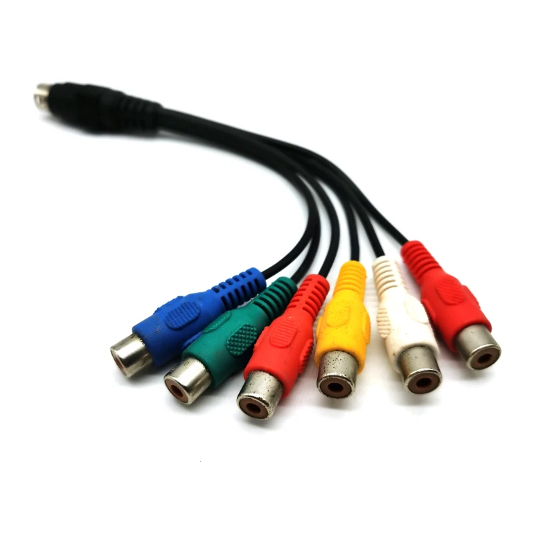 S-Video-10-Pin-DIN-Male-to-6-RCA-Female-Cable-for-TV-Receivers-Monitors-Projectors