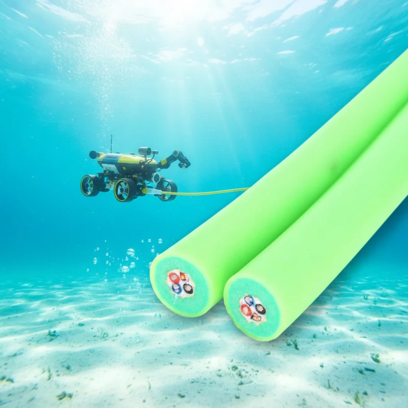 Shielded-Twisted-Pair-ROV-Umbilical-Underwater-Neutrally-Buoyant-Tether-Power-Signal-Wire-Hybrid-PUR-Cable