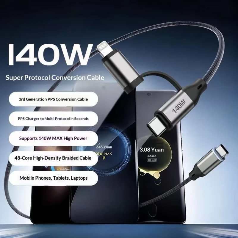 Source-Factory-2-in-1-140W-Super-Protocol-Fast-Charging-Type-C-18m-Braided-Data-Cable-Compatible-with-Android-Systems