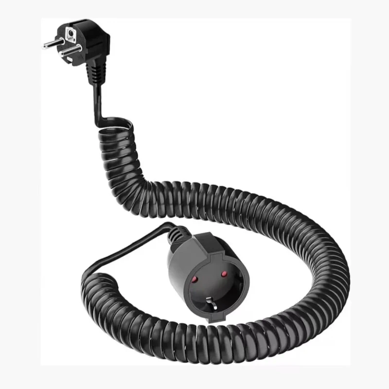 Spiral-Coiled-CEE-EU-Plug-to-CEE-EU-Plug-Extension-Cord-1m-Length-16A-10A-Rated-Current-PVC-PP-Material