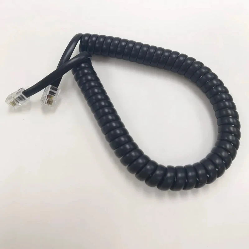 Telecommunications-Black-White-Grey-RJ9-4P4C-Telephone-Spiral-Cable-Coiled-Telephone-Handset-Cord-for-Phone-Modem-Fax-Machine