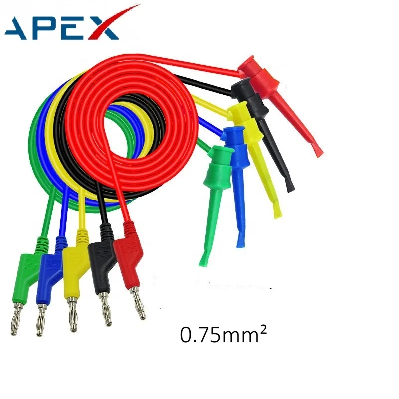 Test-Hook-Clip-4mm-Stackable-Banana-Plug-Lead-Kit-Durable-Multimeter-PVC-Cables-Copper-100cm-500V-5A