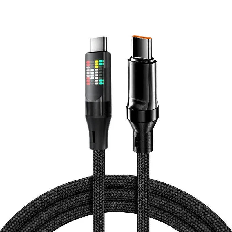 Transparent-Luminous-240W-Fast-Charging-Data-Cable-Type-C-Car-Charging-Cable