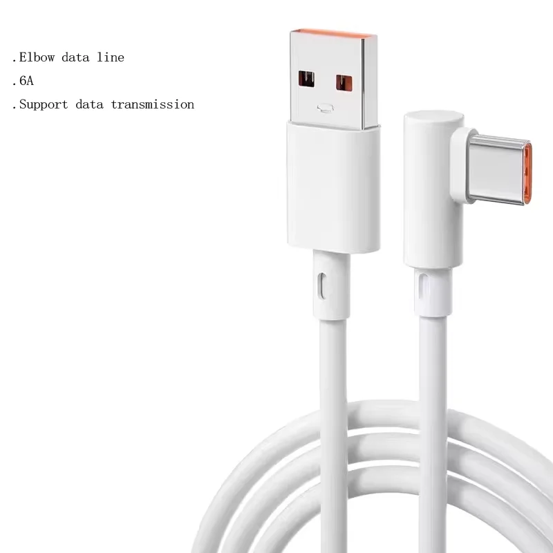 Type-C-Data-Cable-Elbow-Super-Flash-Charge-66W-Extended-Single-Bend-6A-Fast-Charging-PVC-Jacket-Mobile-Phone