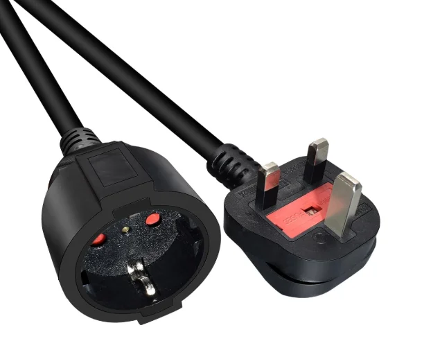 UK-Standard-13A-Fuse-BS1363-Plug-to-EU-Schuko-Cee-7-7-Female-Socket-AC-Power-Supply-Cord-Power-Cords-Extension-Cords