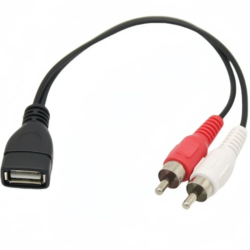 USB-2.0-Female-to-2RCA-Male-Y-Splitter-Coaxial-Twisted-Pair-PVC-Jacket-4K-1080P-Speaker-Audio-Video-Adapter-Cable