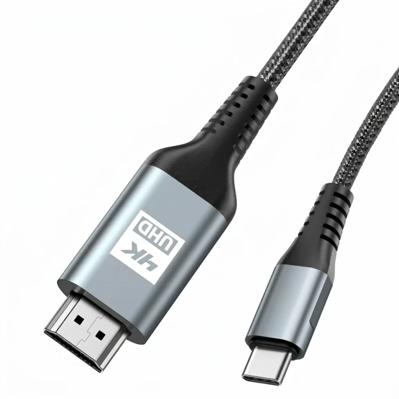 USB-C-3.1-High-Speed-4K-UHD-Adapter-Braid-Cable-PVC-Jacket-Coaxial-Type-C-for-MacBook-Microphone-Computer-Monitor-DVD-Player