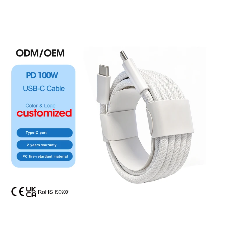 USB-C-Fast-Charging-PD-100W-Nylon-Braided-Data-Cable-White-2M-for-iPhone-17-16-15-Pro-Max-with-Charging-Data-Transfer