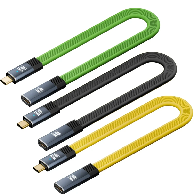 USB-C-Female-to-Type-C-Male-Data-Cable-PD-100W-20Gbps-FPC-Fast-HD-Audio-Transfer-Charging-Wire-for-Phone-Laptop