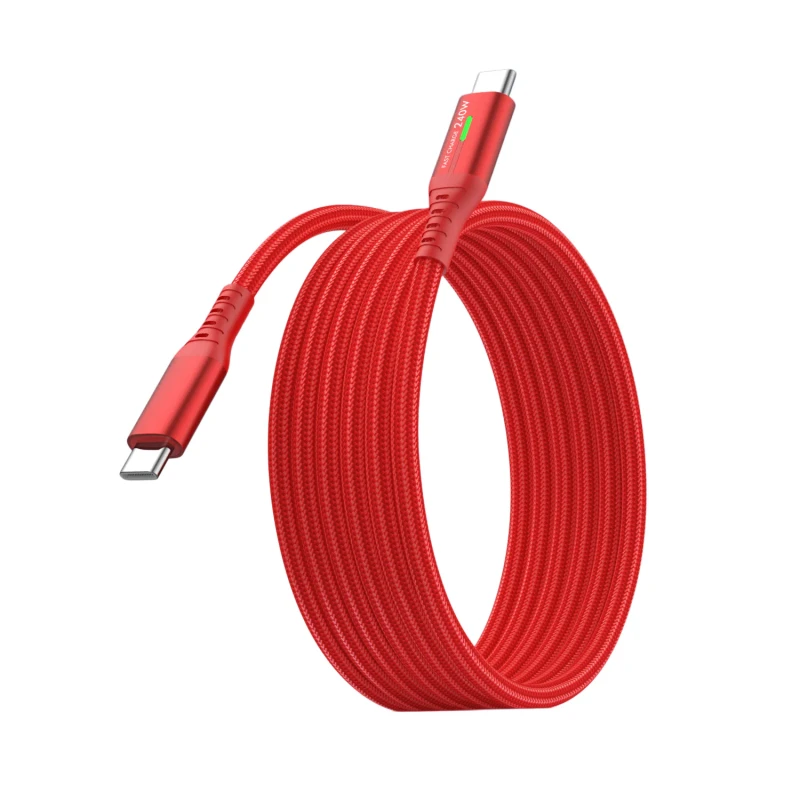 USB-C-Full-Feature-PD-240W-5A-Fast-Charging-Flat-Type-C-Data-Cable-40Gbps-8K-Video-1M-2M-3M-Length-Nylon-Braided-Jacket