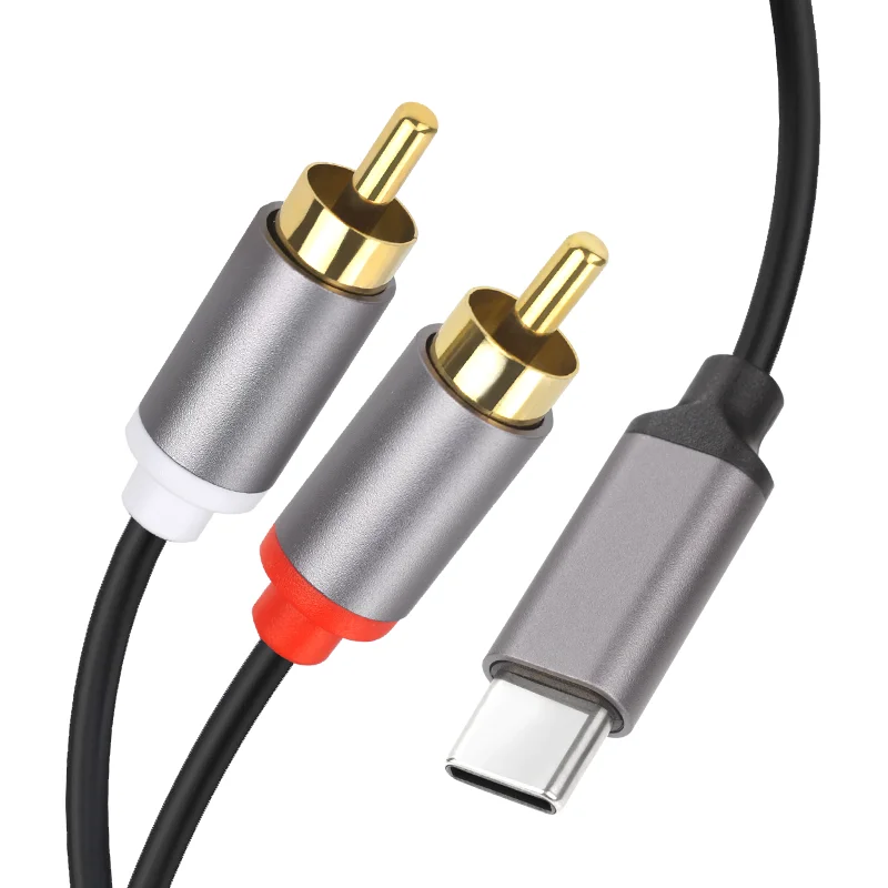 USB-C-to-2-RCA-Male-Y-Splitter-Cable-USB-C-to-2-RCA-Audio-Cable-for-HDTV-Speaker-Use-Pure-Oxygen-free-Copper-Flexible-PVC-Jacket
