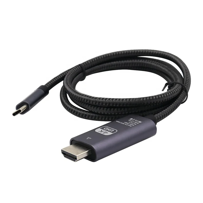 USB-C-to-HDTV-4K-60Hz-High-Speed-Braided-Nylon-Audio-Signal-Transmission-Cable