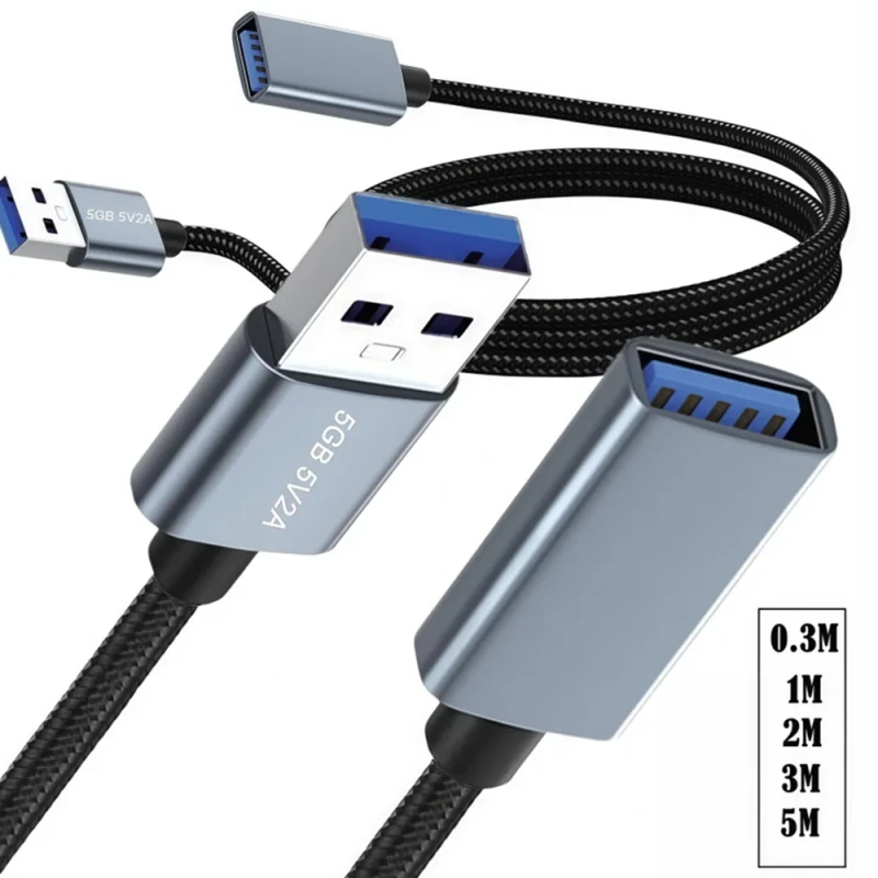 USB-Male-Female-5V2A-Mobile-Hard-Disk-Computer-Durable-Woven-High-Speed-5G-Charging-Data-Cable-Diecast-USB-3.0-Extension-Cable