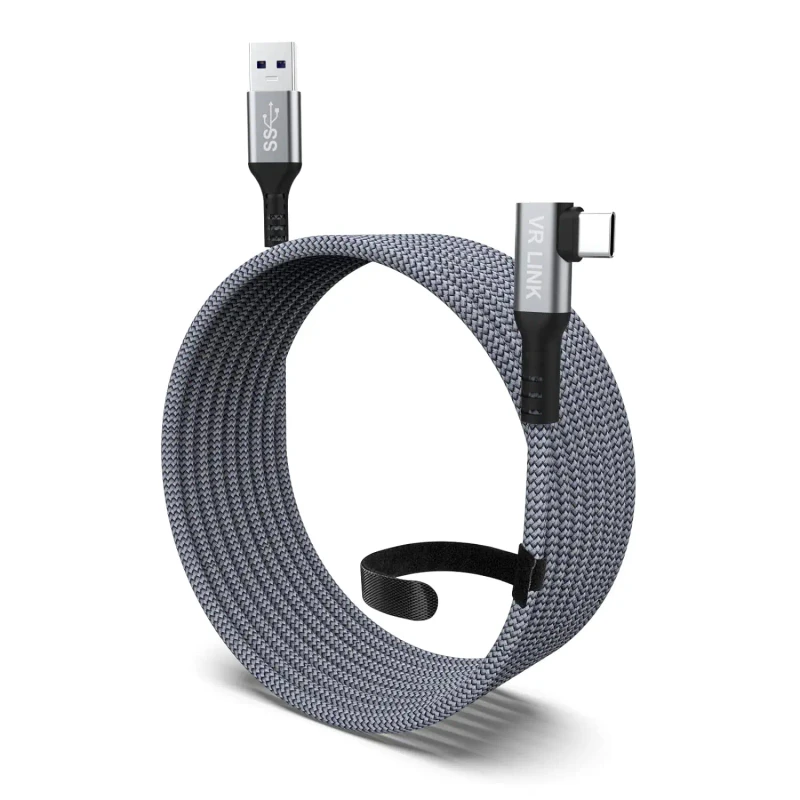 USB-Type-C-Cable-5m-Nylon-Jacket-with-Braid-Shielding-for-VR-Headset-Camera-5A-Fast-Charging-Data-Cable-for-Computer-Use