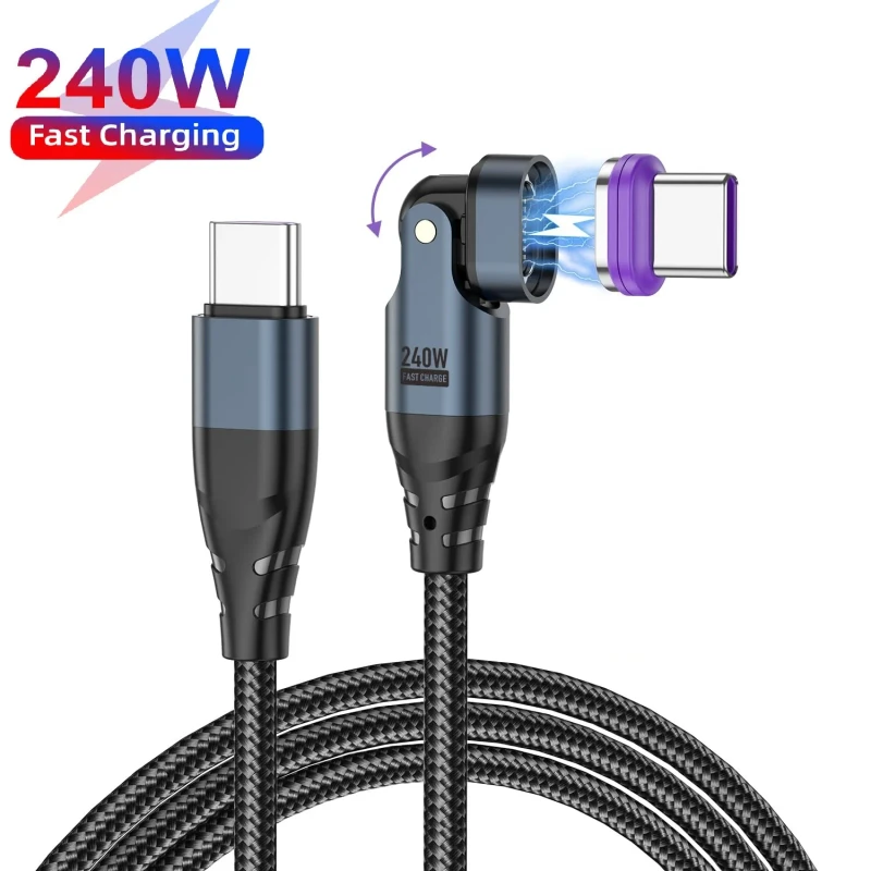 USB-to-Type-C-Magnetic-Data-Cable-Fast-Charging-Nylon-240W-Phone-Charger-Data-Transfer-Cable