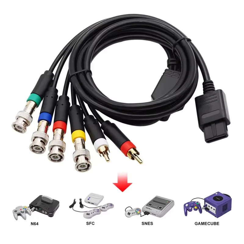 Universal-Wired-AV-Cable-for-NGC-N64-SFC-SNES-GameCube-Black-ABS-Material